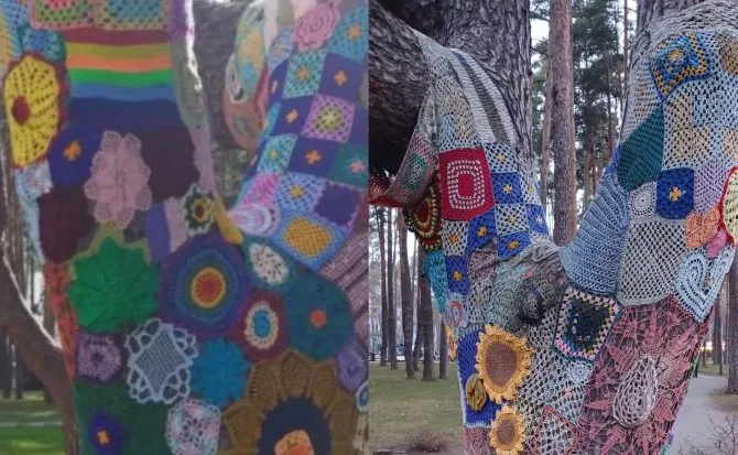 Knitted trees of Irpin: three years after occupation — new concept replaces faded threads