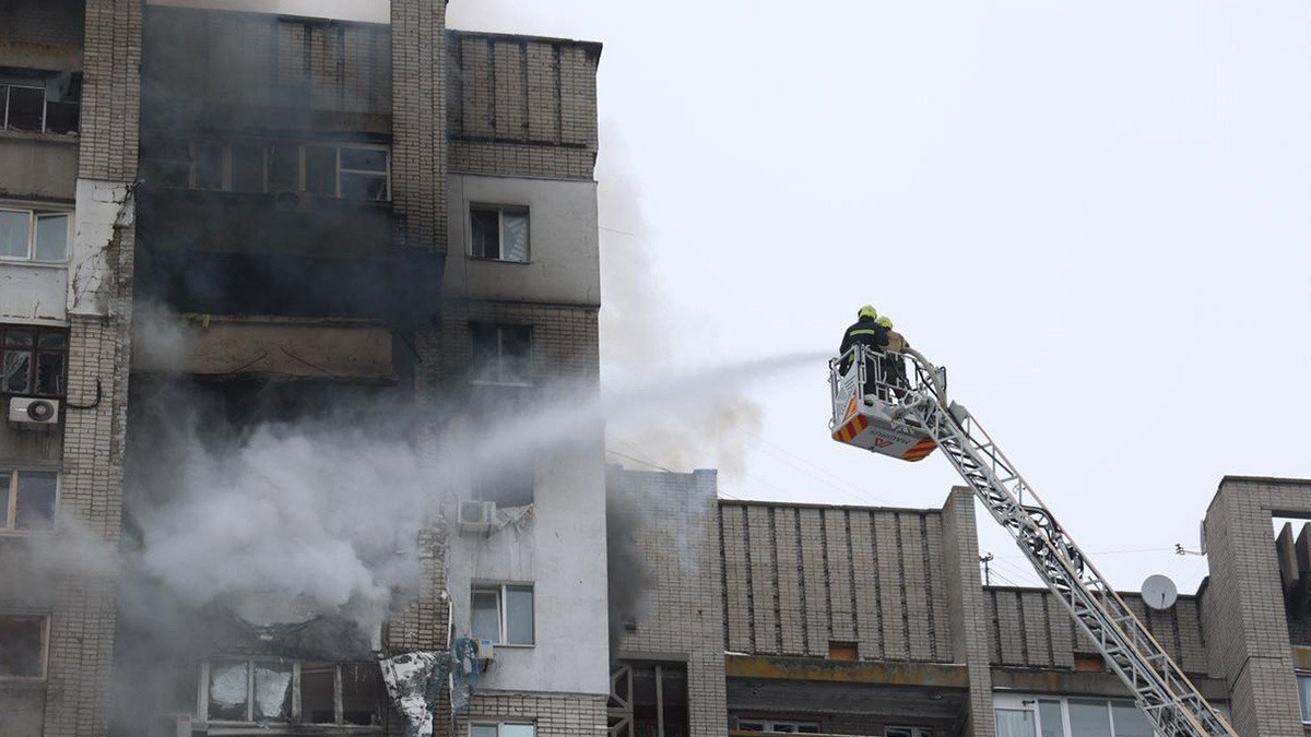 Drone attack on Dnipro: 16-story building partially destroyed, people injured